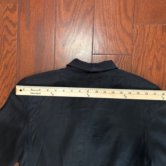 Vintage Karl Lagerfeld black cropped blazer tuxedo jacket shiny viscose - Picture 7 of 11